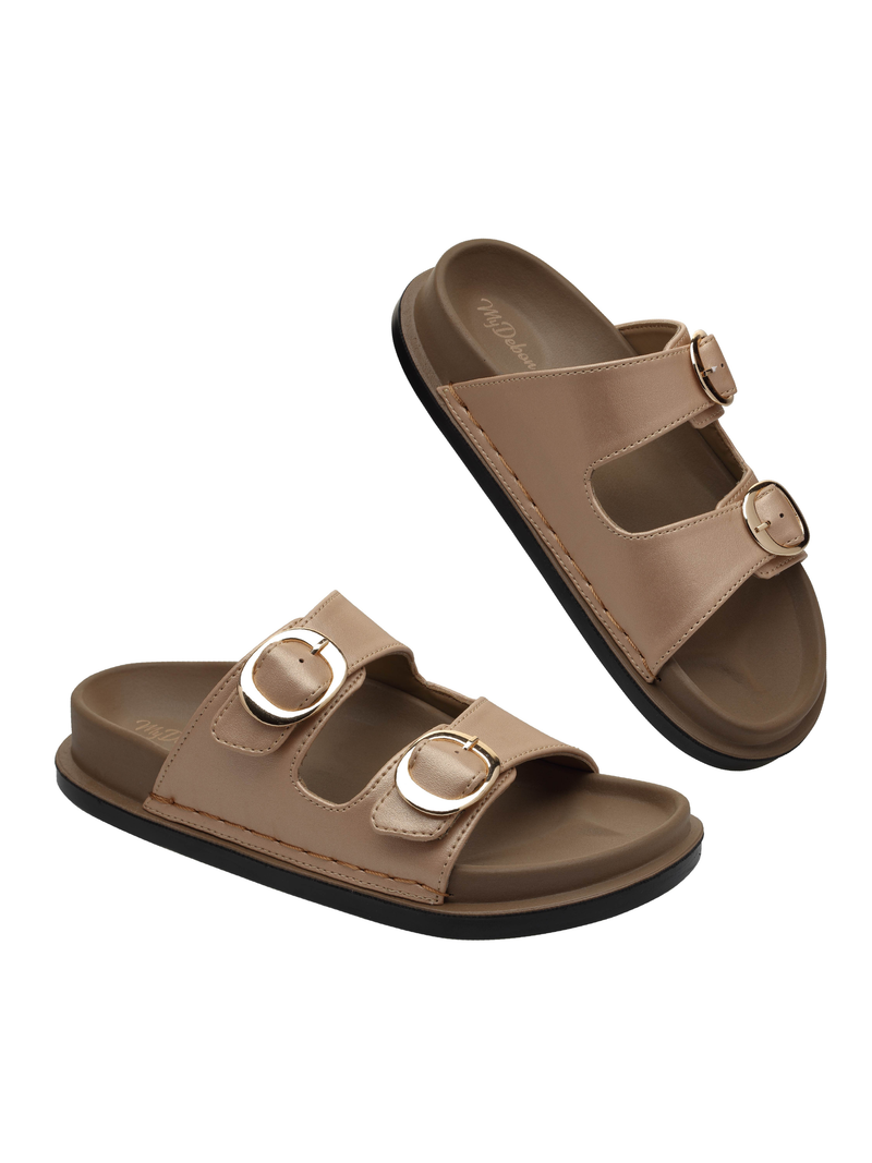 Debon Women's Double-Buckle Slip Sandals