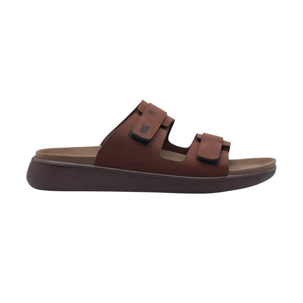 Ezhigo Men’s Velcro Comfort Slide - Brown