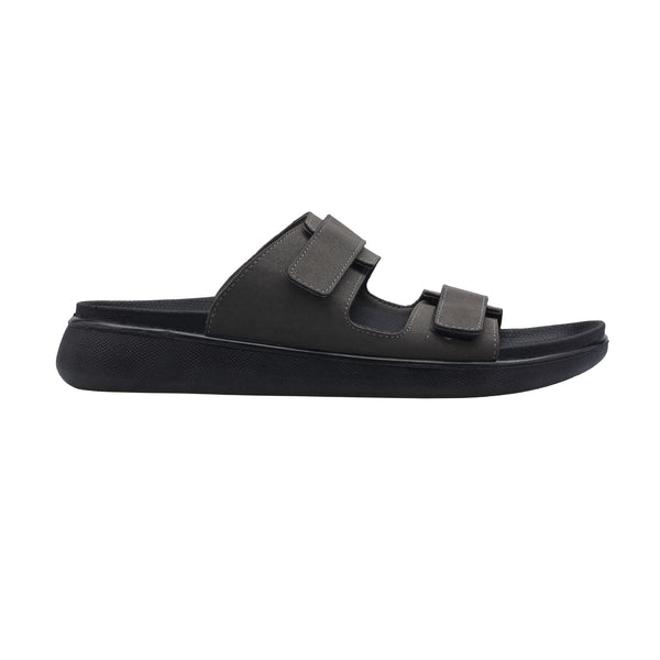 Ezhigo Men’s Velcro Comfort Slide - Charcoal Grey