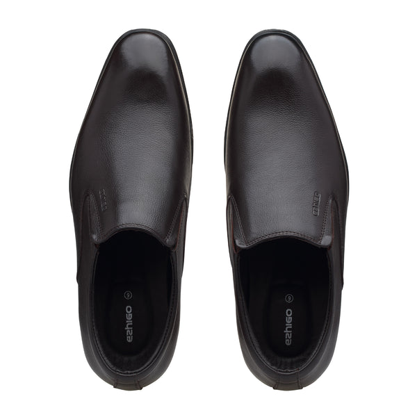 Ezhigo Men’s Slip-On Leather Formal Shoe - Brown