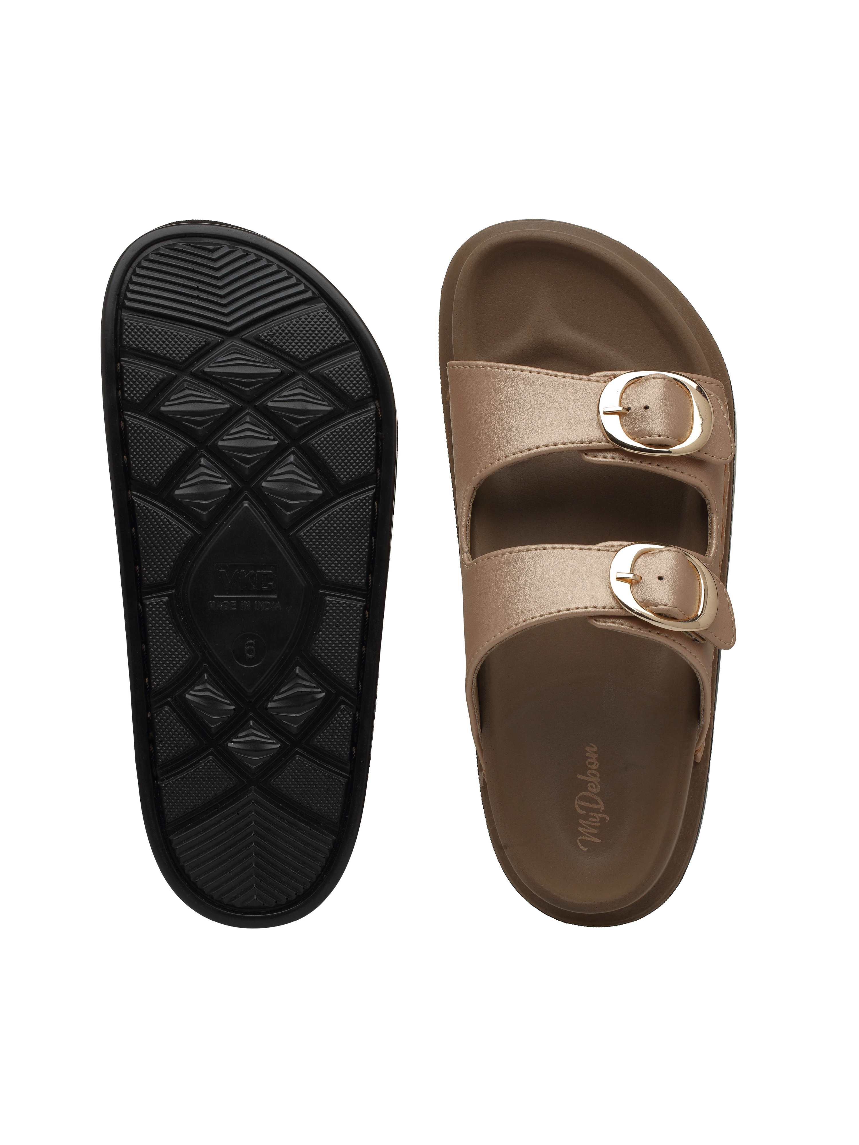 Women's Double-Buckle Slip Sandals