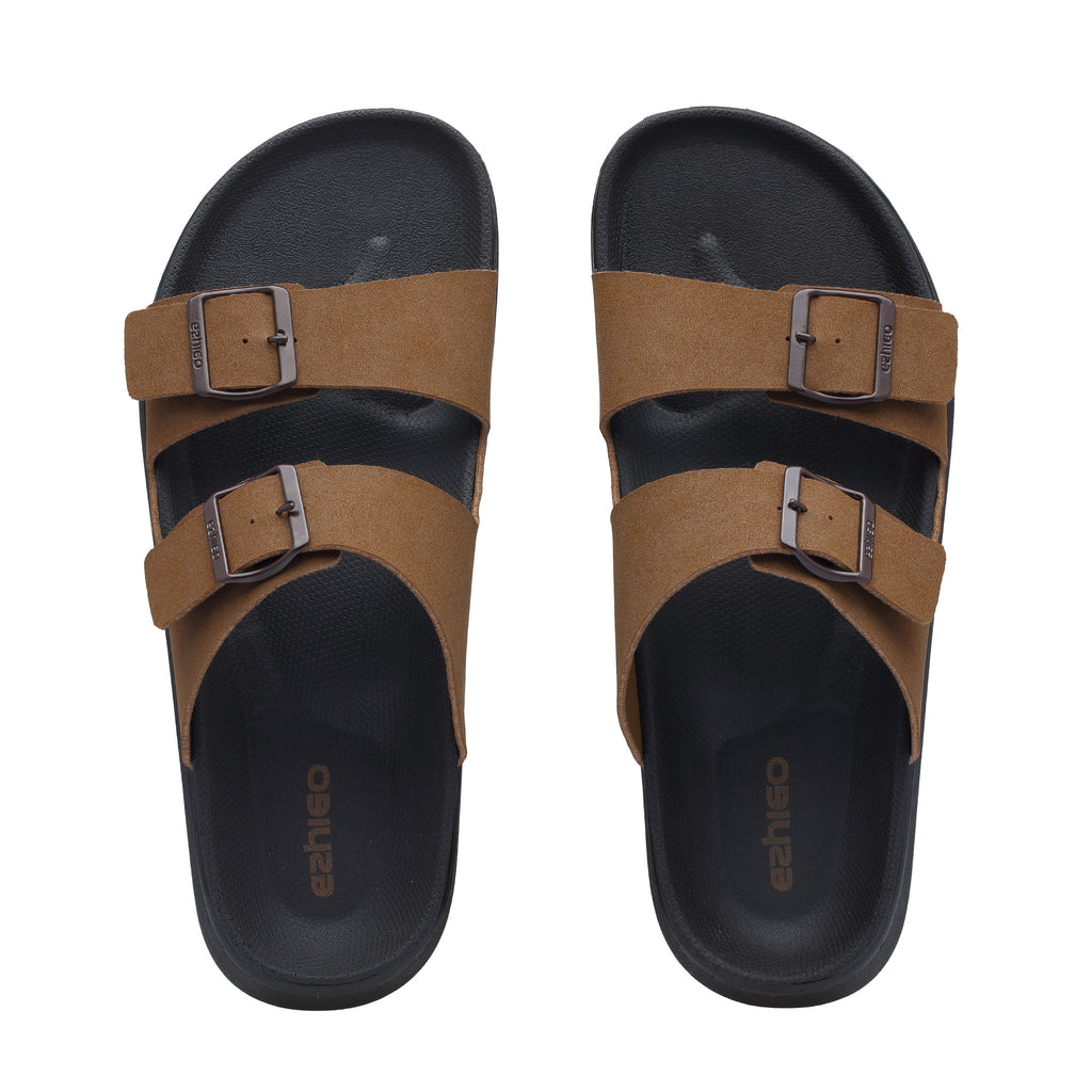 Ezhigo Men’s Soft Double-Buckle Slide Sandal