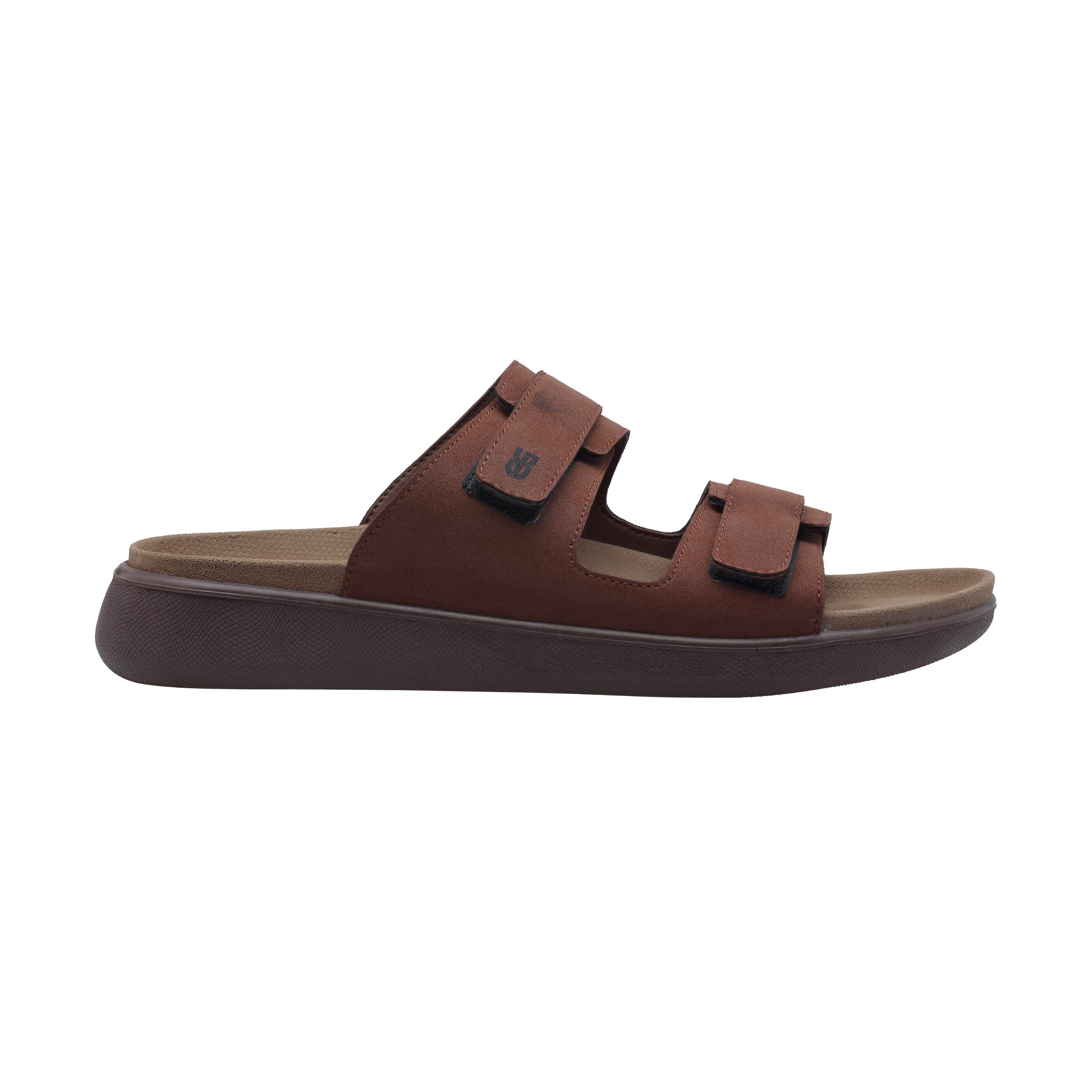 Ezhigo Men’s Velcro Comfort Slide - Brown