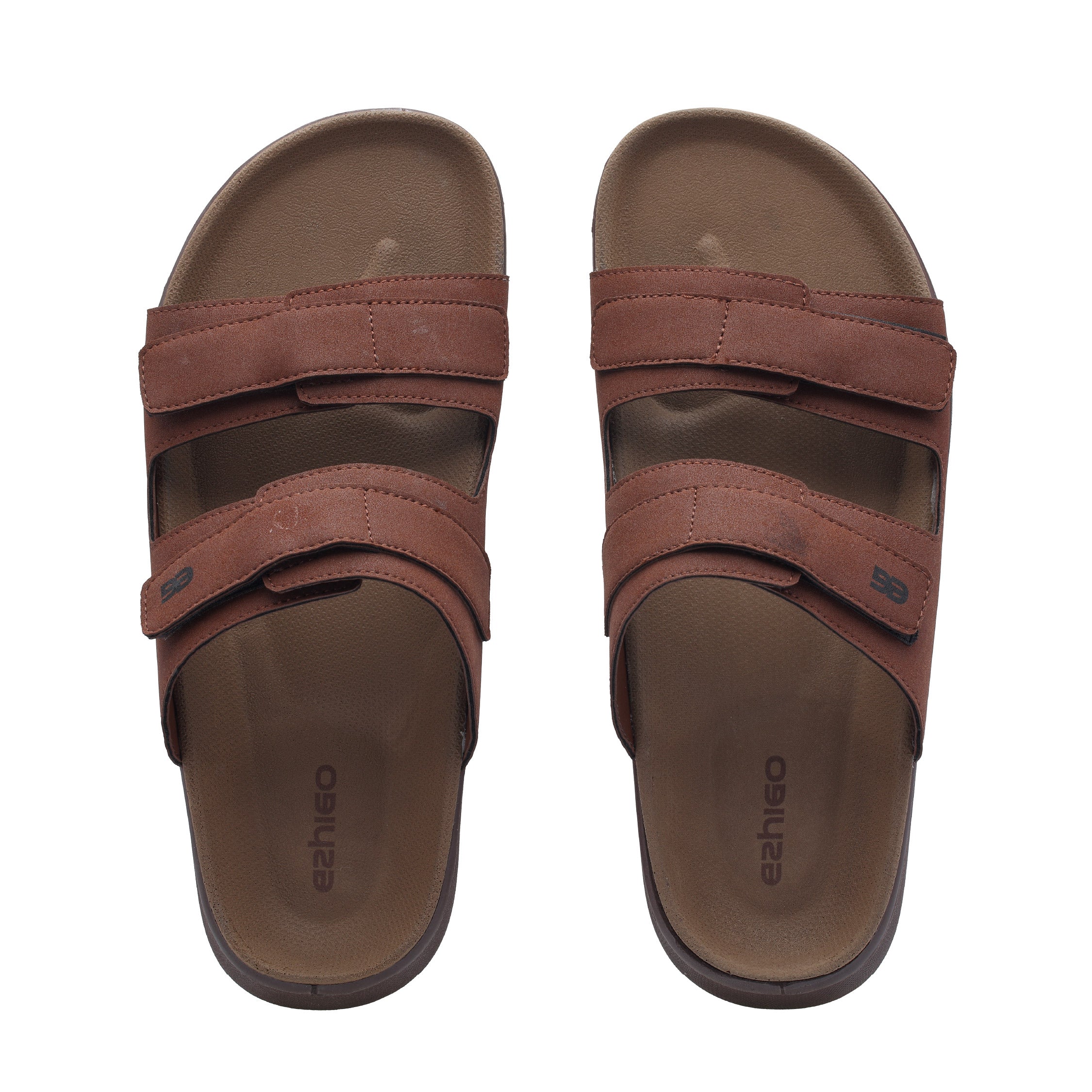Ezhigo Men’s Velcro Comfort Slide - Brown