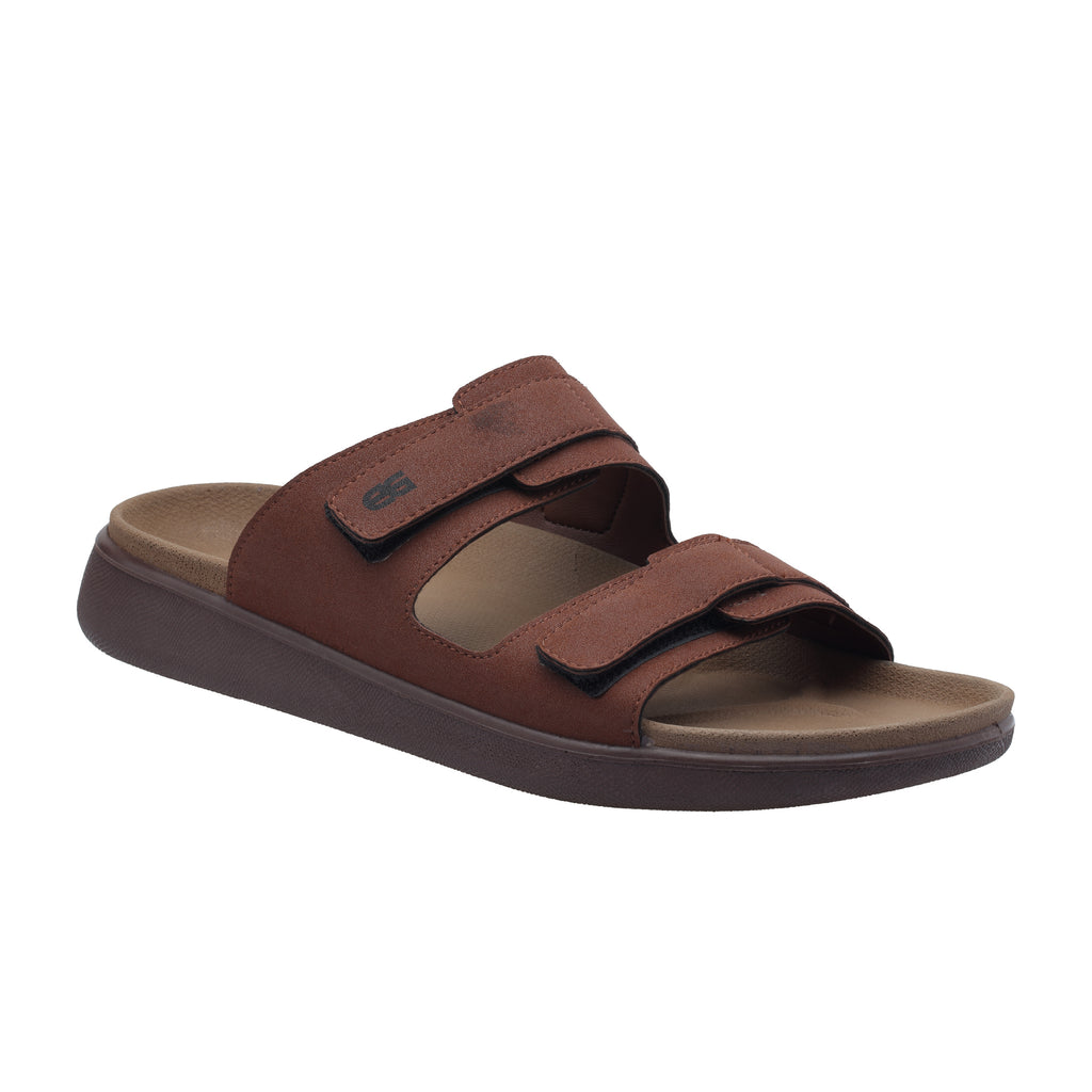Ezhigo Men’s Velcro Comfort Slide - Brown