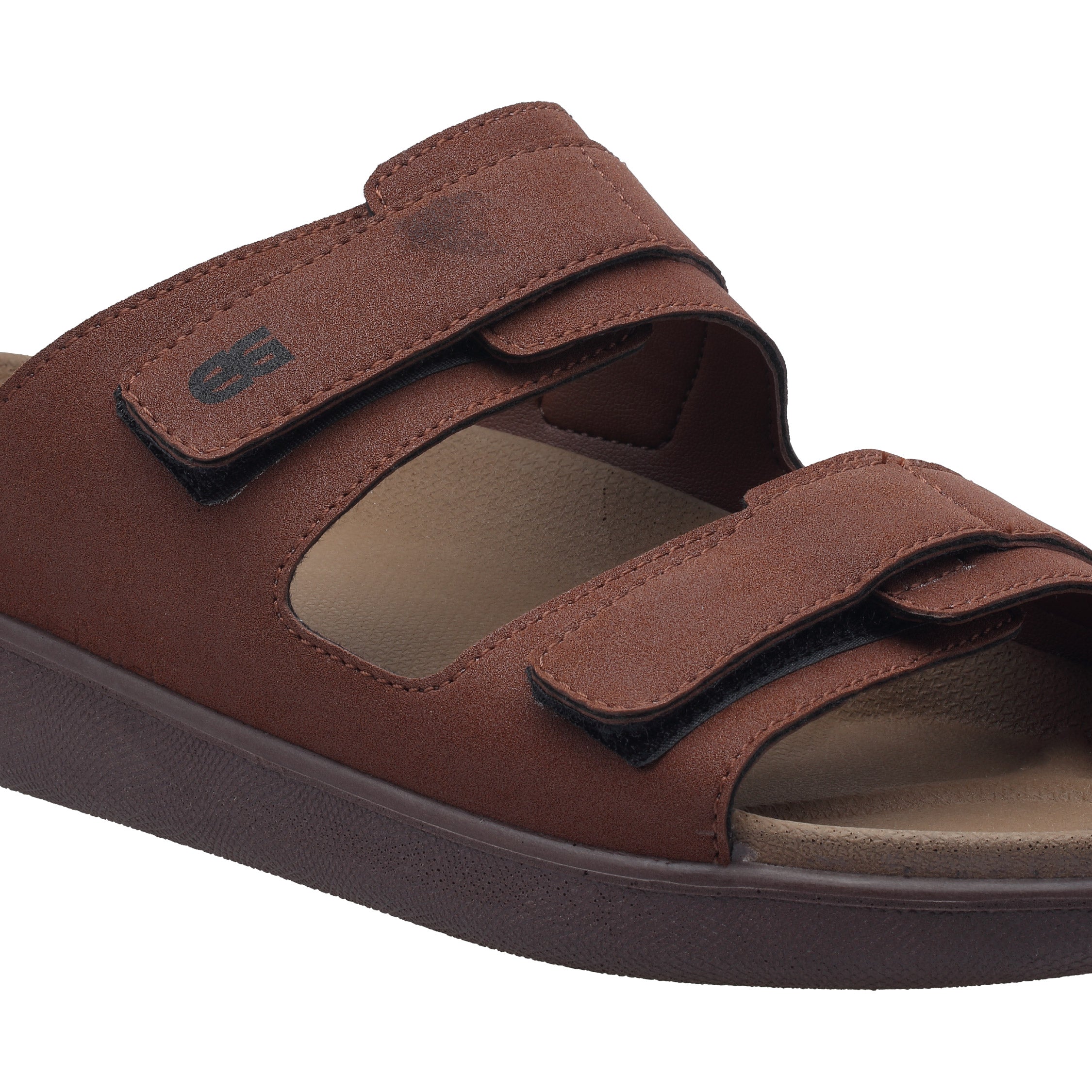 Ezhigo Men’s Velcro Comfort Slide - Brown