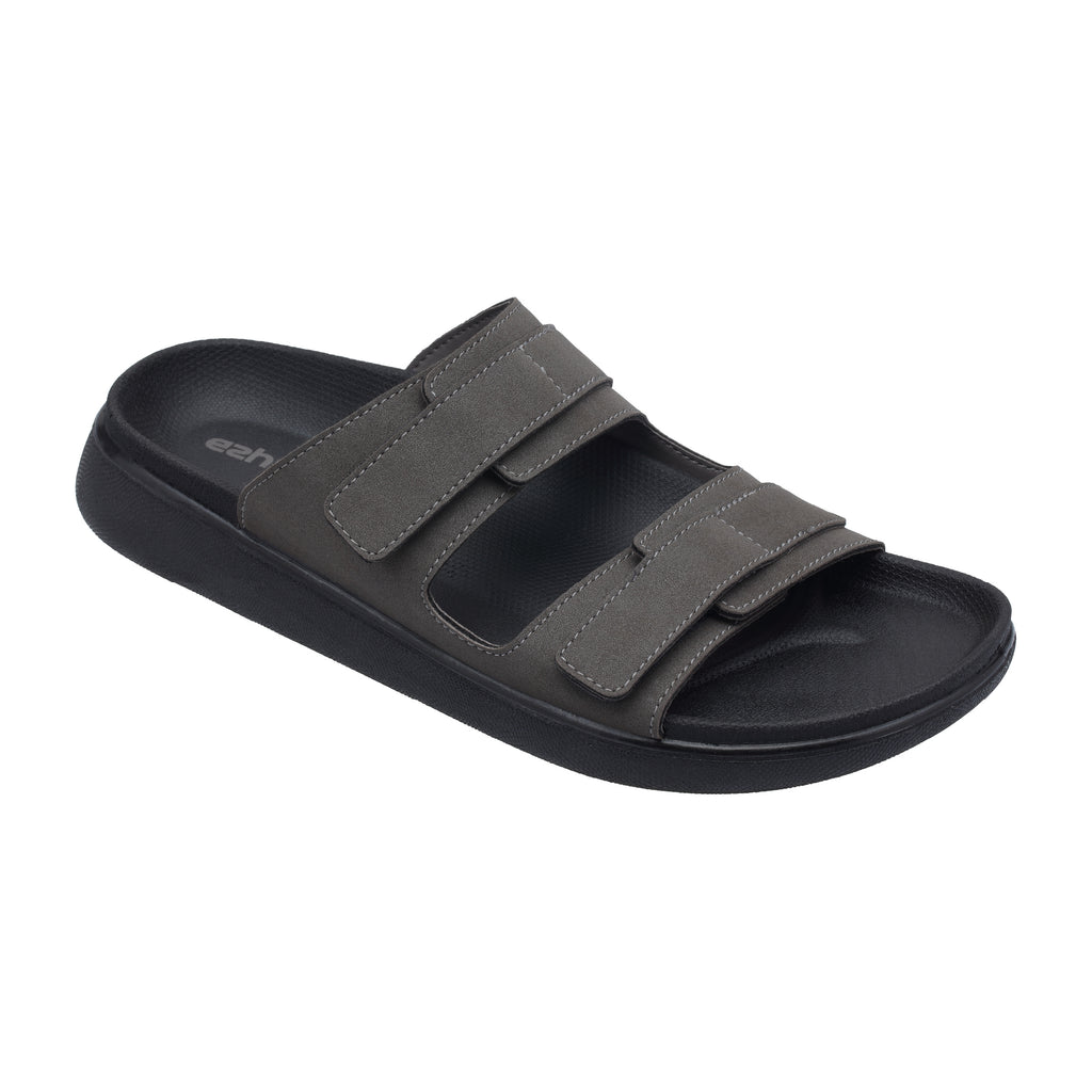 Ezhigo Men’s Velcro Comfort Slide - Brown
