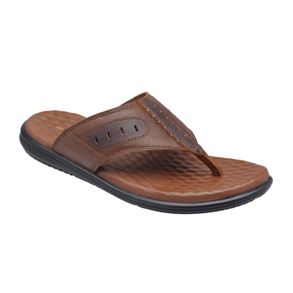 Ezhigo Men’s Soft-Pad Leather Toe-Loop Sandal - Brown