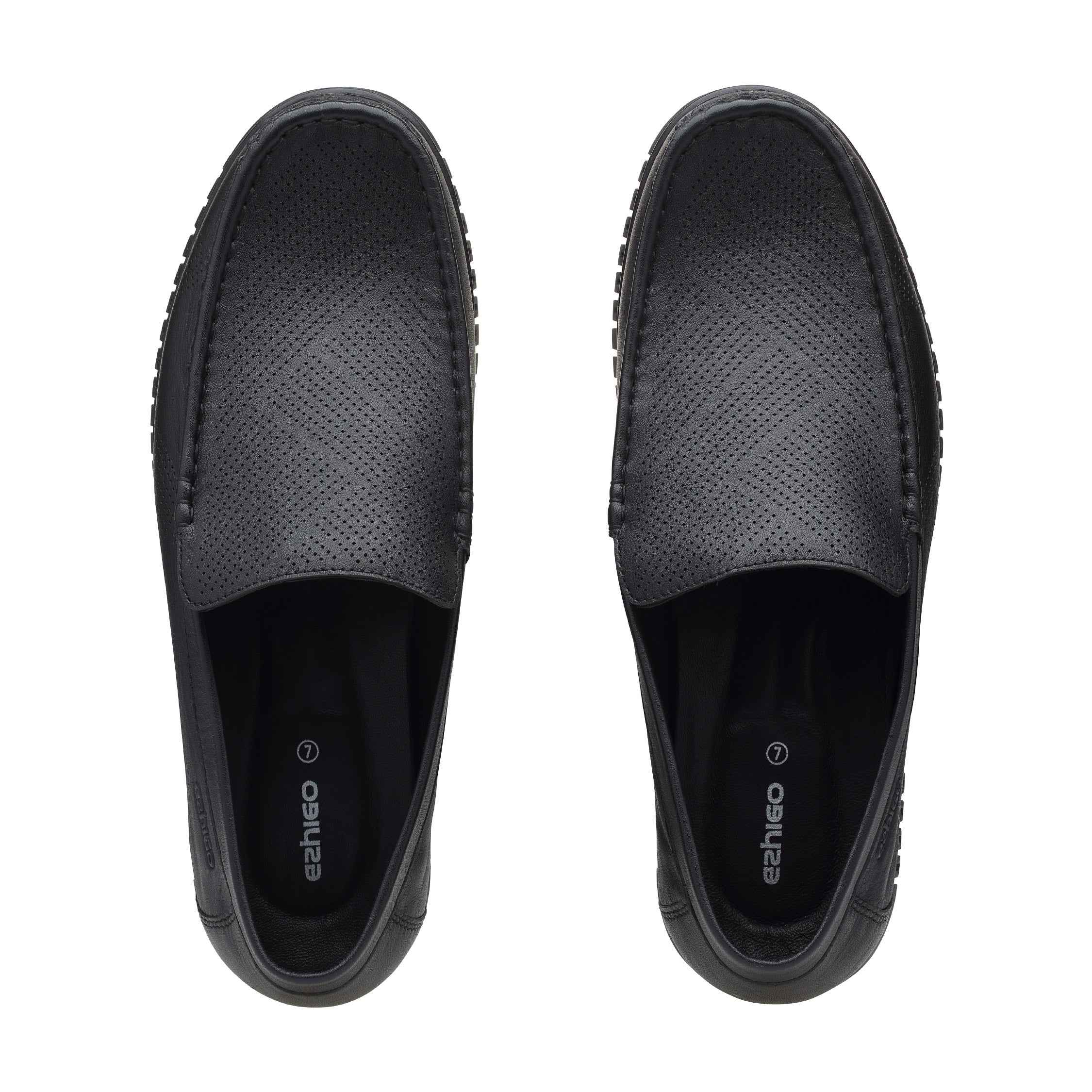 Ezhigo Men’s Perforated Leather Loafer - Black