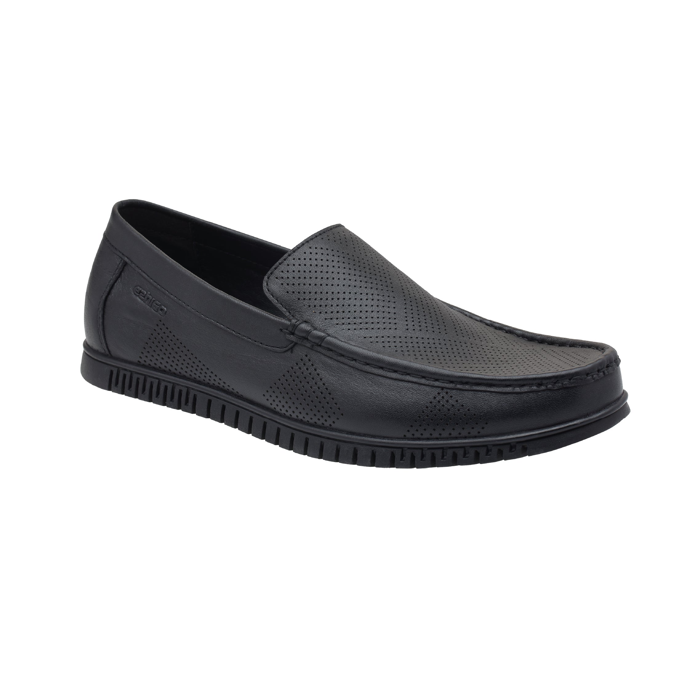 Ezhigo Men’s Perforated Leather Loafer - Black