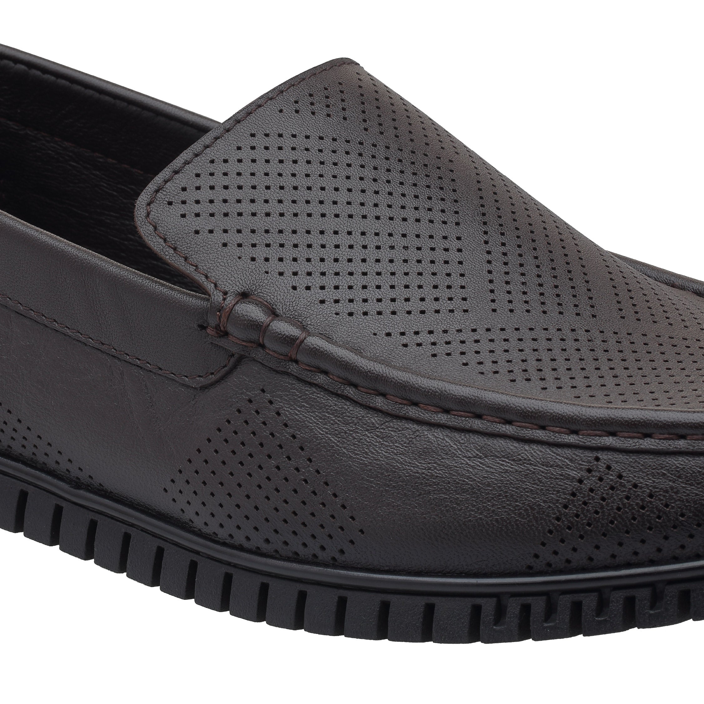 Ezhigo Men’s Perforated Leather Loafer - Black