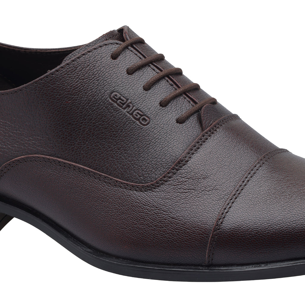 Ezhigo Men’s Cap-Toe Leather Formal Shoe
