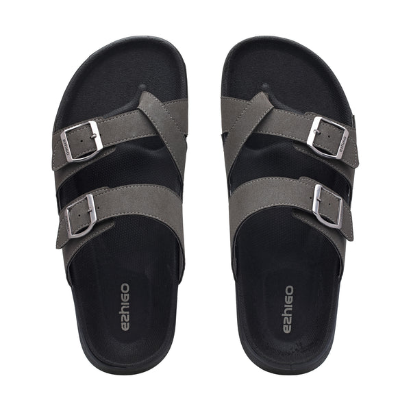 Ezhigo Men’s Classic Buckle Slide - Charcoal Grey