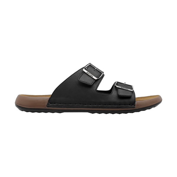 Ezhigo Men’s Soft Double-Buckle Slide sandal - Black