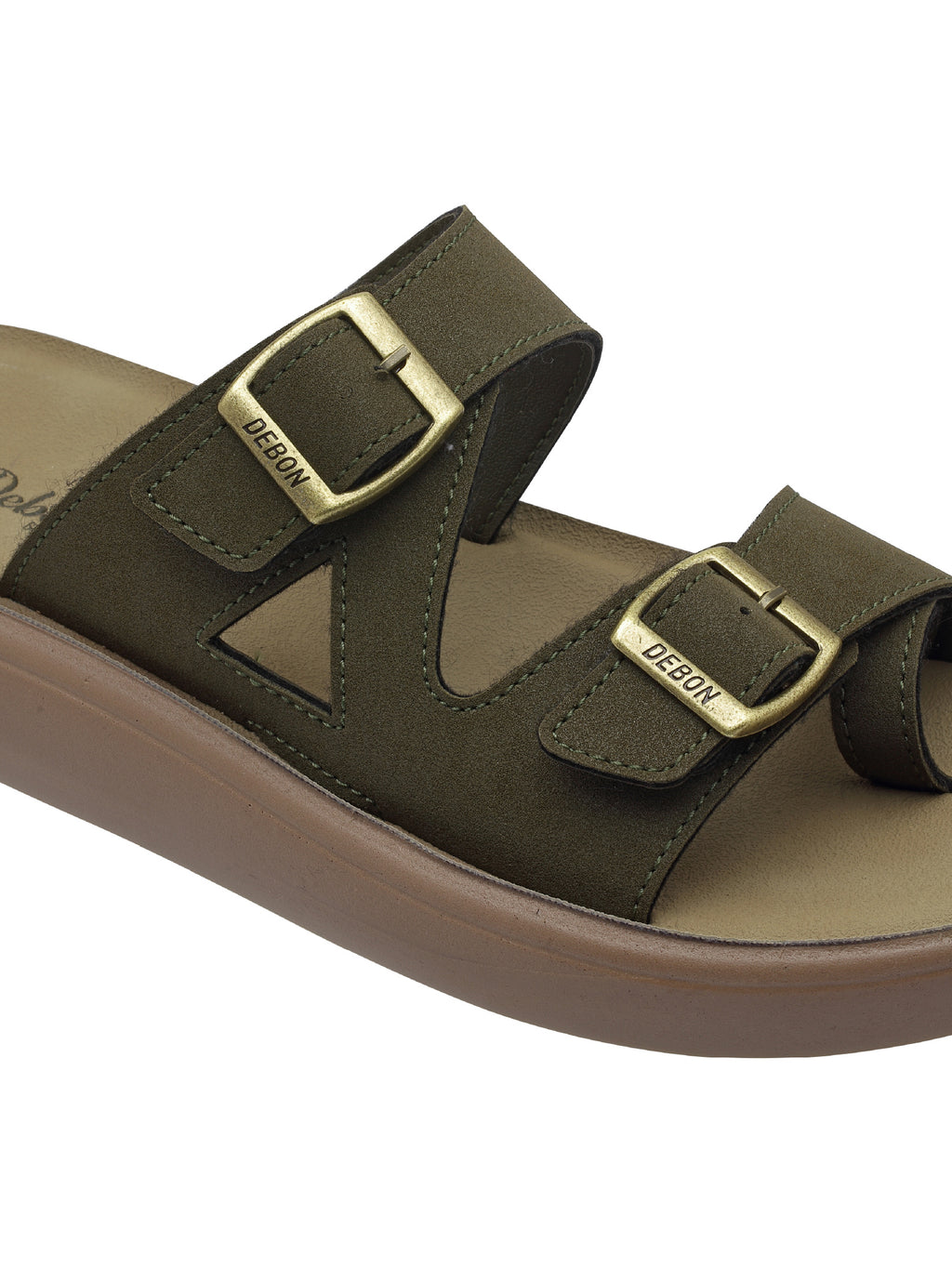 Women’s Green Buckle Comfort Sandals