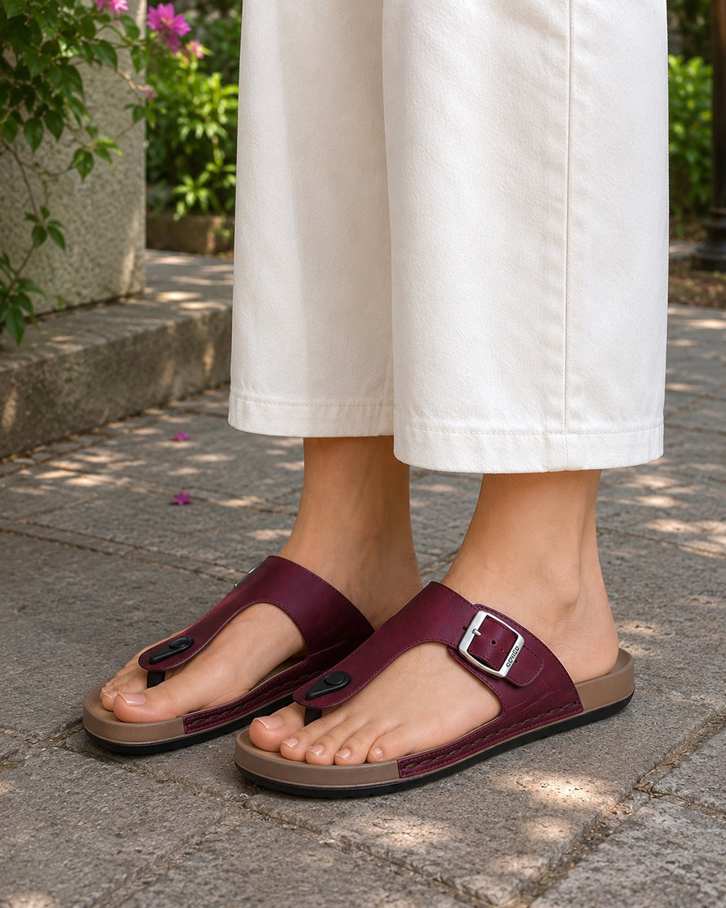 Ezhigo Women Cushioned Premium T-Strap Sandals| Ultra-soft PU Coated insole